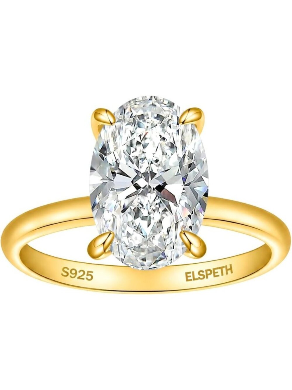 Elegant 1.5/3CT Sterling Silver Engagement Ring - Elongated Oval Cut Design